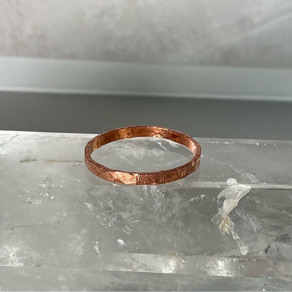 Raw Copper Ring Size 8.5 Band Jewelry Minimal Hammered Solid Handcrafted USA #B - Picture 2 of 12